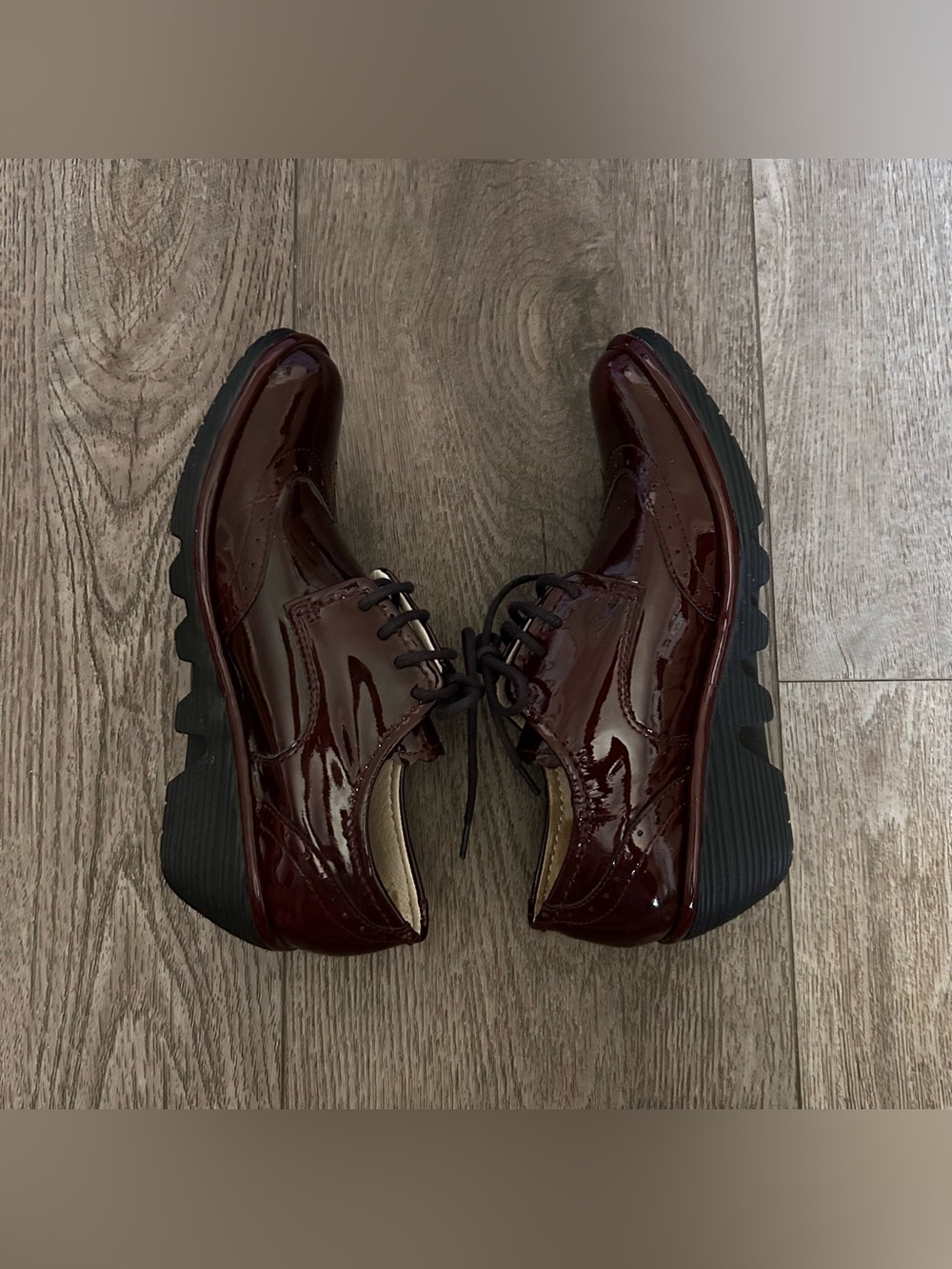 Fly London Palt Patent Leather Derby Oxfords Size 37
